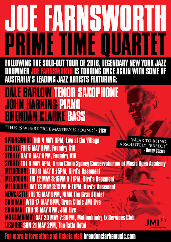 Joe Farnsworth Prime Time Quartet Tour Poster